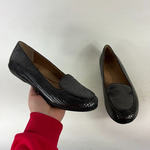 Dansko Shoes - Dansko Nastacia Loafers Women's 9.5 Black Croc Leather Slip-On Low Top Shoes